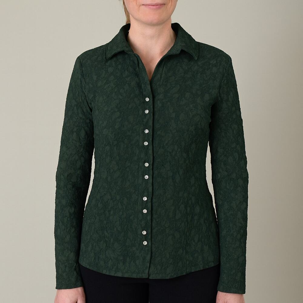 Acorn Cropped Button Front Jacket Women's M Forrest Green Cotton Blend